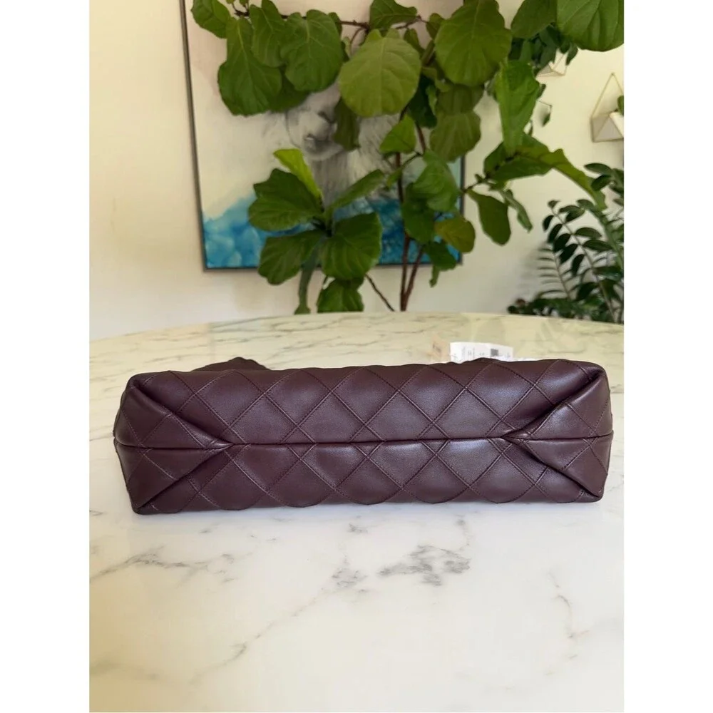 NWT Tory Burch Fleming Soft Drawstring Hobo Bag Albarossa Burgundy Leather